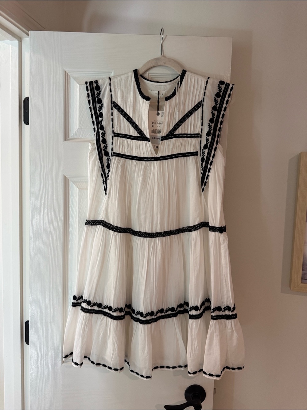 Zara White Dress with Black Trim